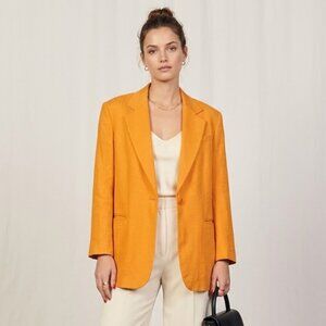 Sandro Paris Orange Harper Viscose Single-Button Blazer - Size 40